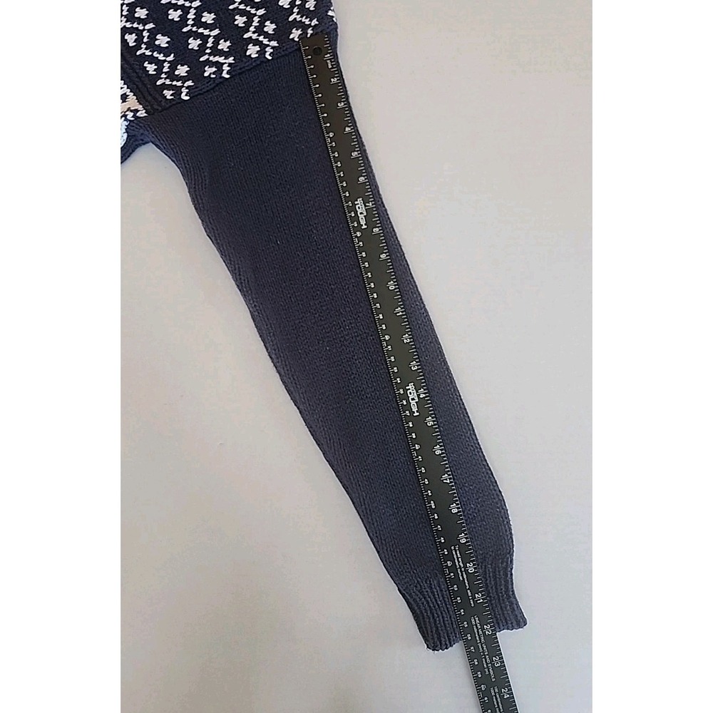 Womens Chunky Fair Isle Patchwork Pullover Sweater‎ M Blue White Coastal Grandma - Picture 6 of 8